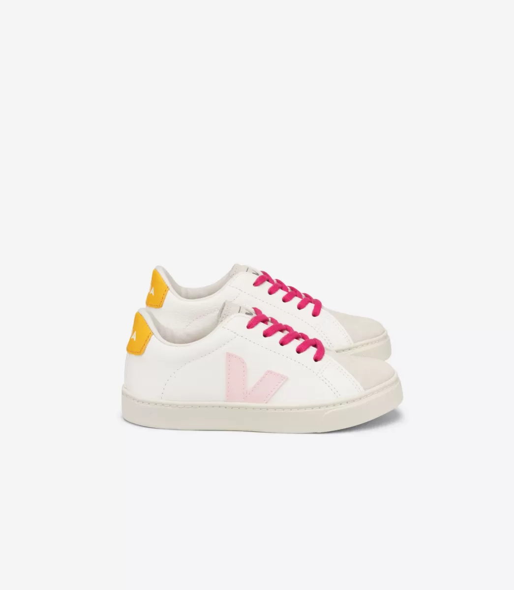 ESPLAR LACES LEATHER WHITE PETALE OURO>VEJA New