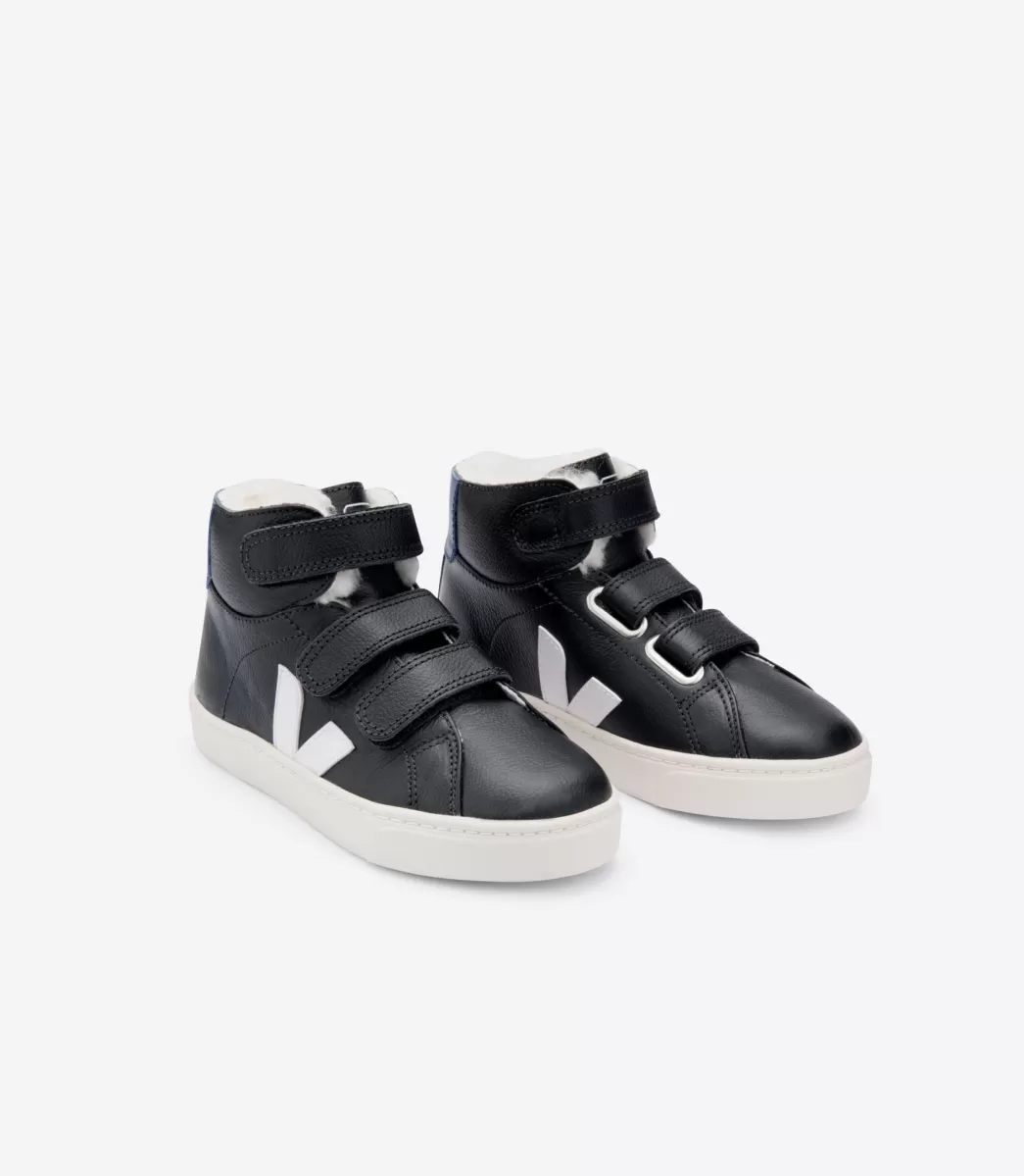 ESPLAR MID FURED LEATHER BLACK WHITE COBALT>VEJA New