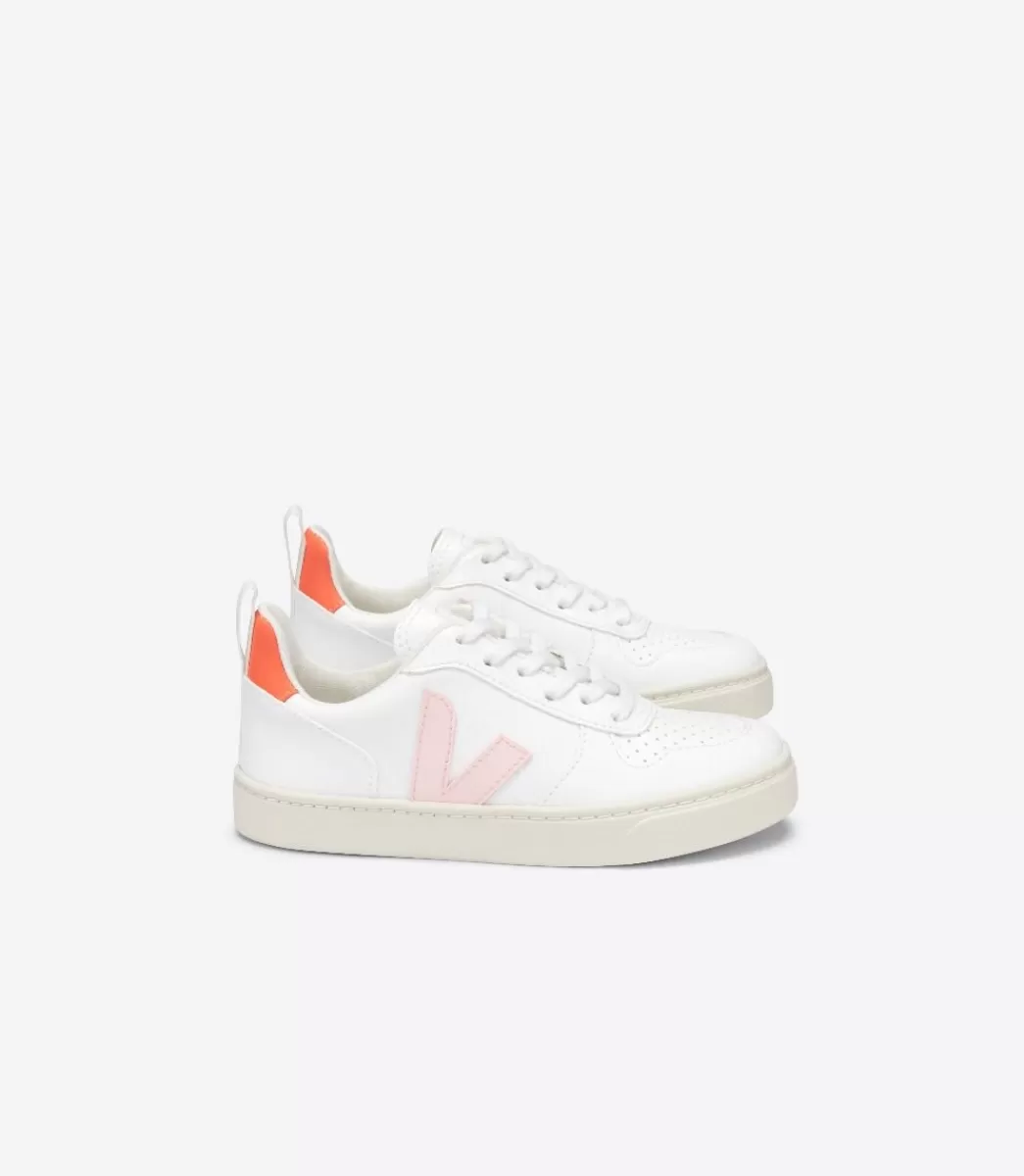 V-10 LACES CWL WHITE PETALE ORANGE FLUO>VEJA Fashion