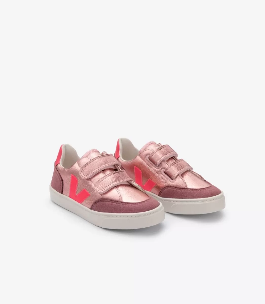 V-12 LEATHER NACRE ROSE FLUO>VEJA Sale