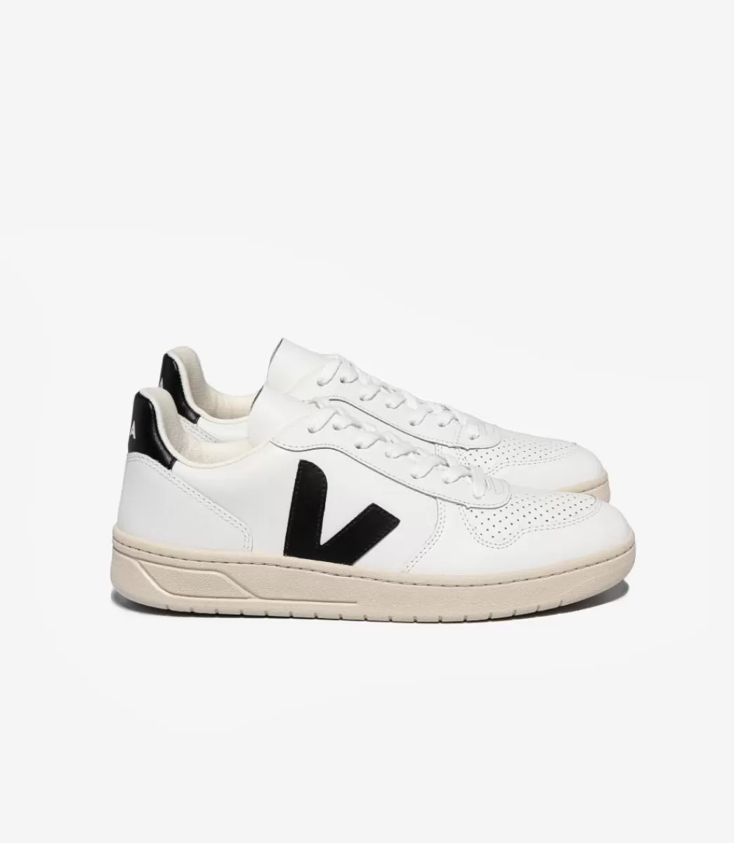 V-10 LEATHER WHITE BLACK>VEJA Discount