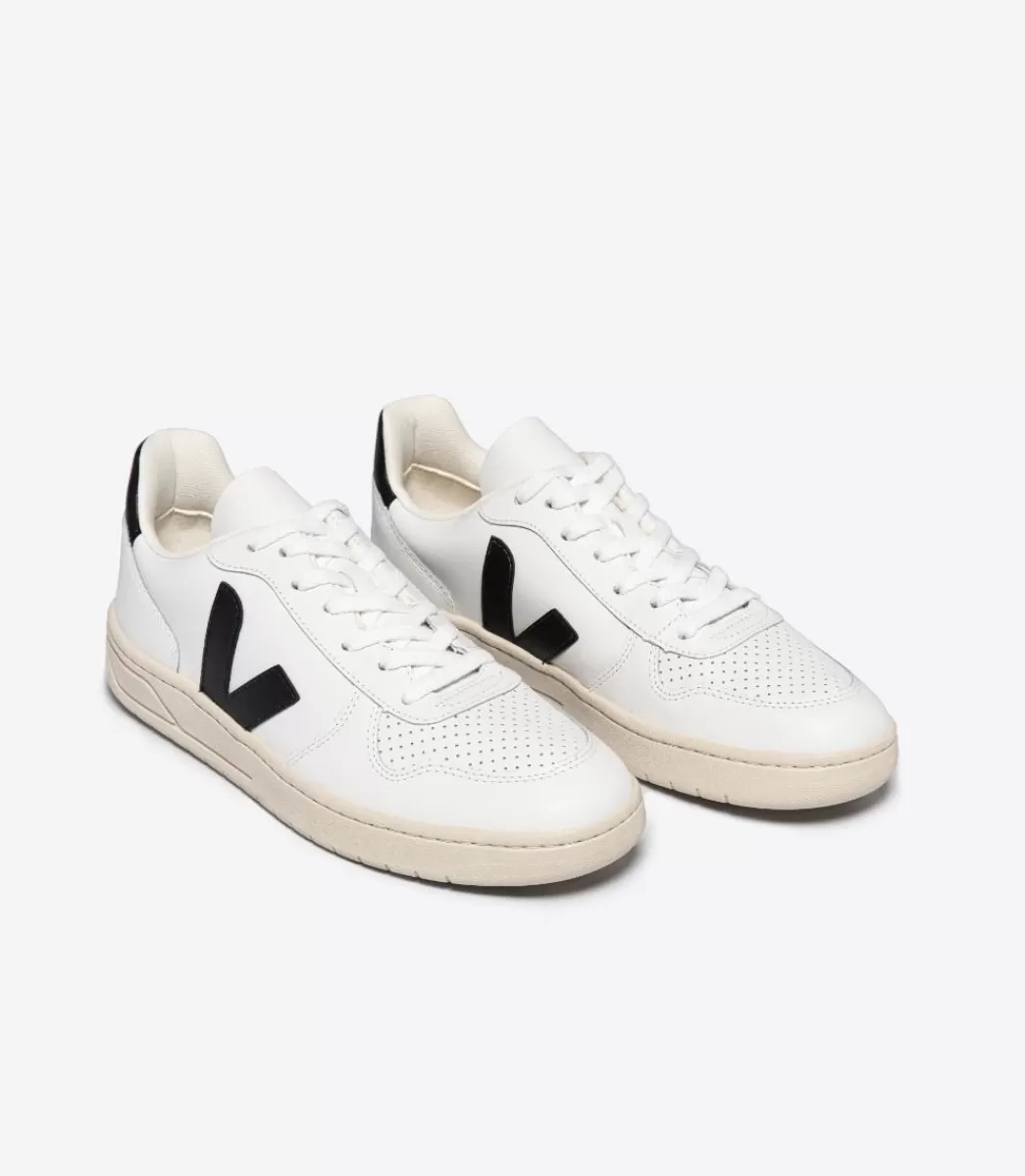 V-10 LEATHER WHITE BLACK>VEJA Discount