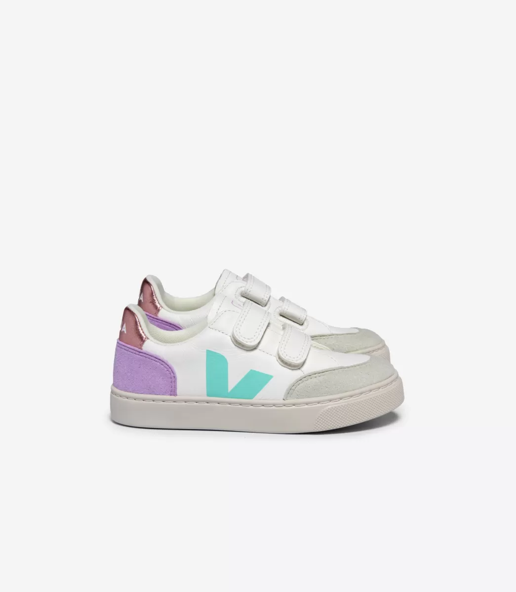 V-12 LEATHER WHITE MULTICO ORCHID>VEJA Hot