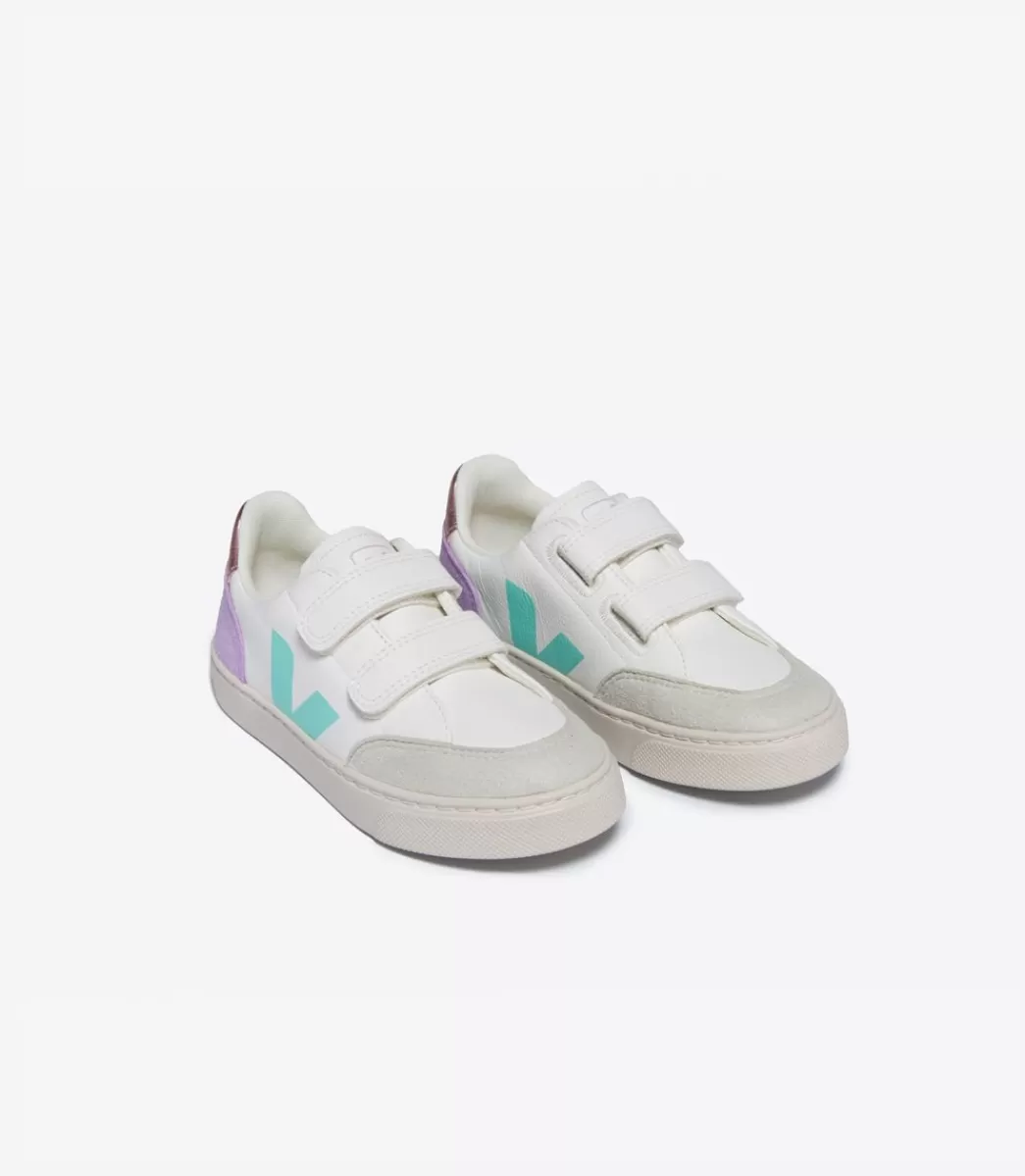 V-12 LEATHER WHITE MULTICO ORCHID>VEJA Hot
