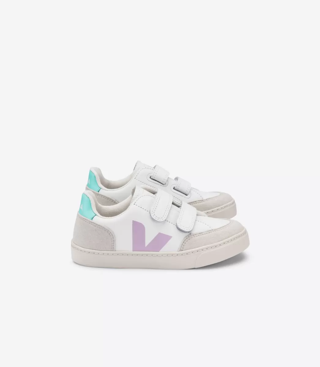 V-12 LEATHER WHITE PARME TURQUOISE>VEJA Online