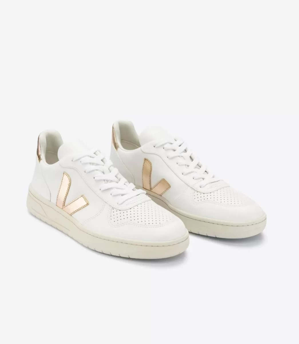 V-10 LEATHER WHITE PLATINE>VEJA New